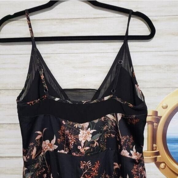 Anthropologie Adelyn Rae Rosanna Pink on Black Floral‎ print jumpsuit size L NEW - Picture 5 of 16